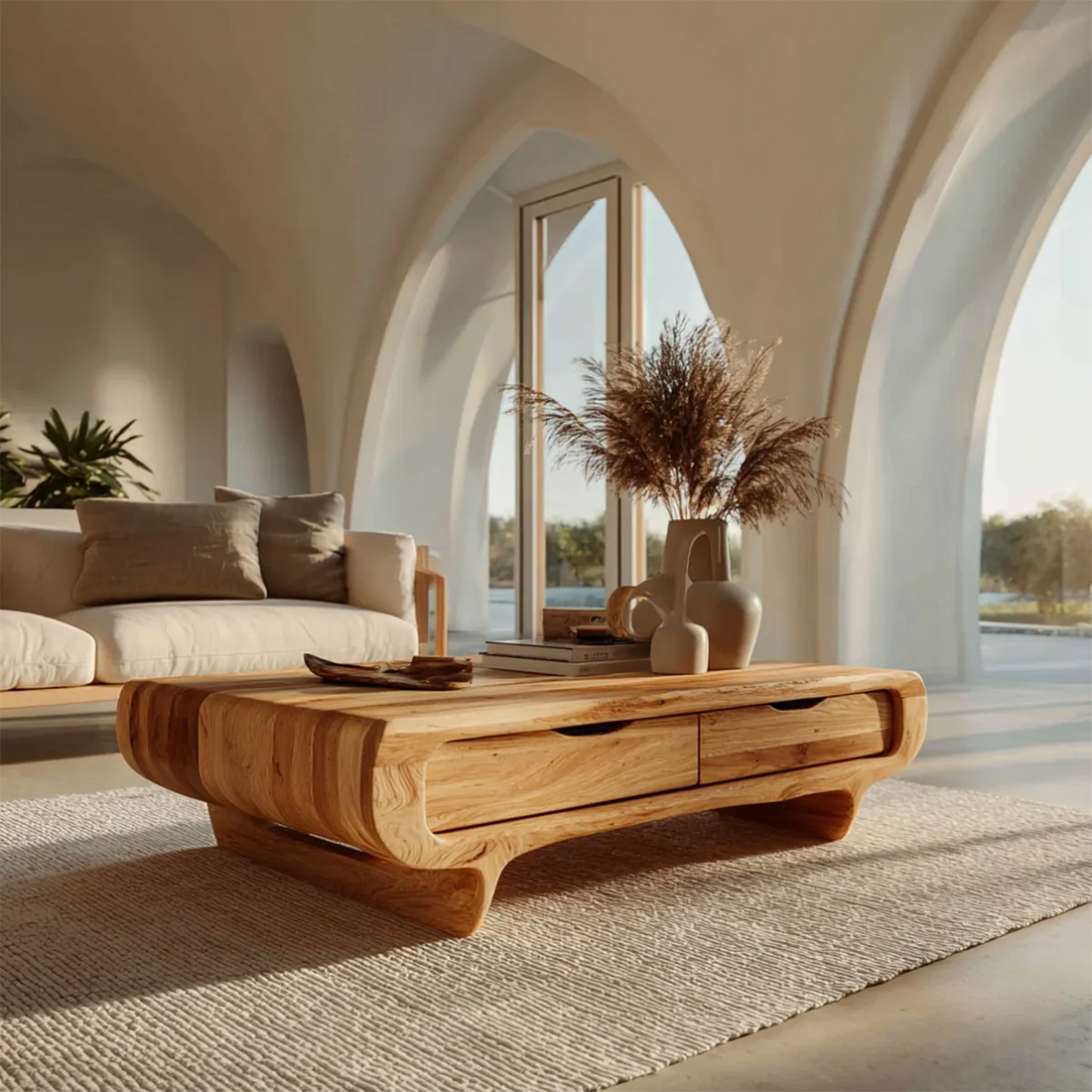 Coffee Tables in Natural Solid Wood: Creating a Warm and Balanced Living Room