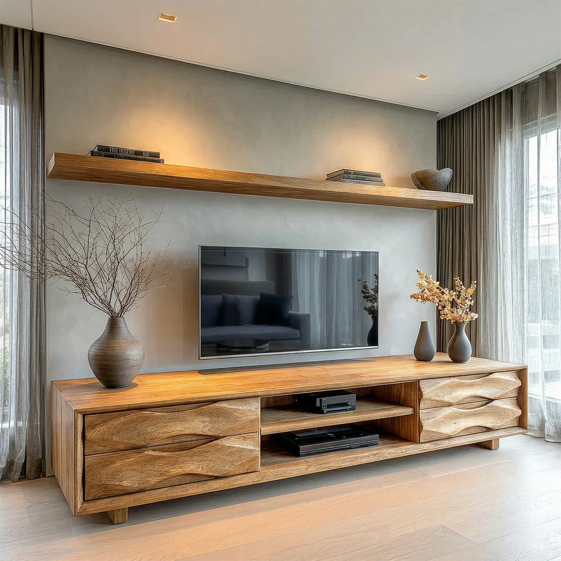 Natural Solid Wood TV Stands: Making Living Rooms Feel More Open and Spacious