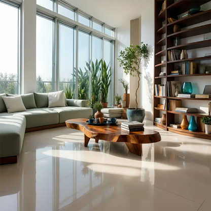 Handcrafted Live Edge Natural Solid Wood Coffee Table - Rustirawood